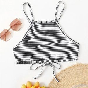 Striped Tie Back Bikini Top